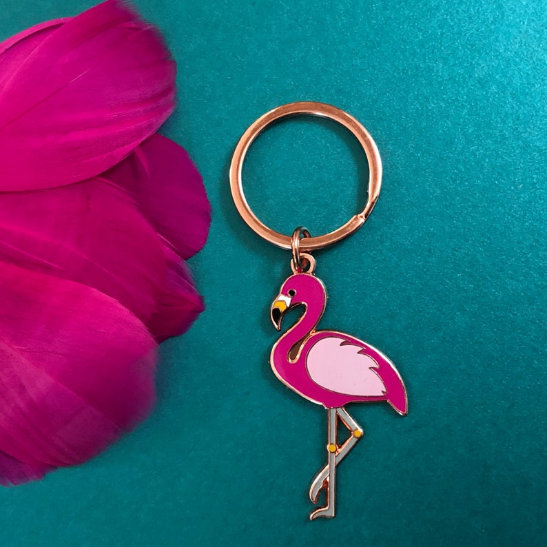 Pink Flamingo Keychain Etsy