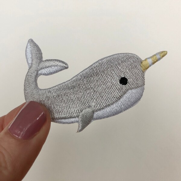 Narwhal Iron On Patch, Narwhal Embroidery Patch, Narwhal Embroidered Patch, Narwhal Patch