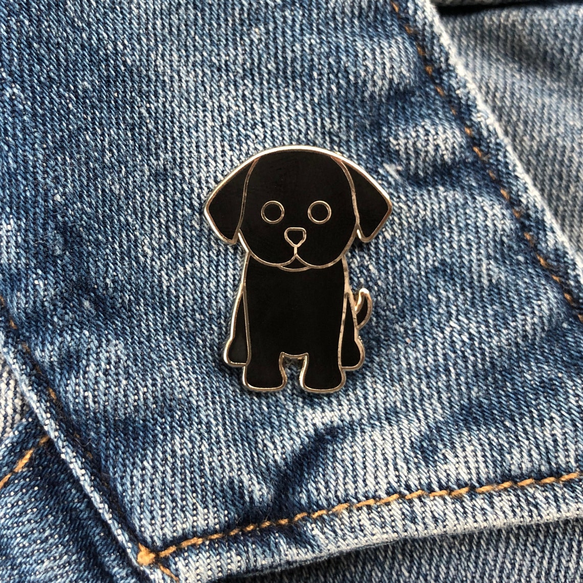 Black Labrador Puppy Enamel Pin Badge Etsy