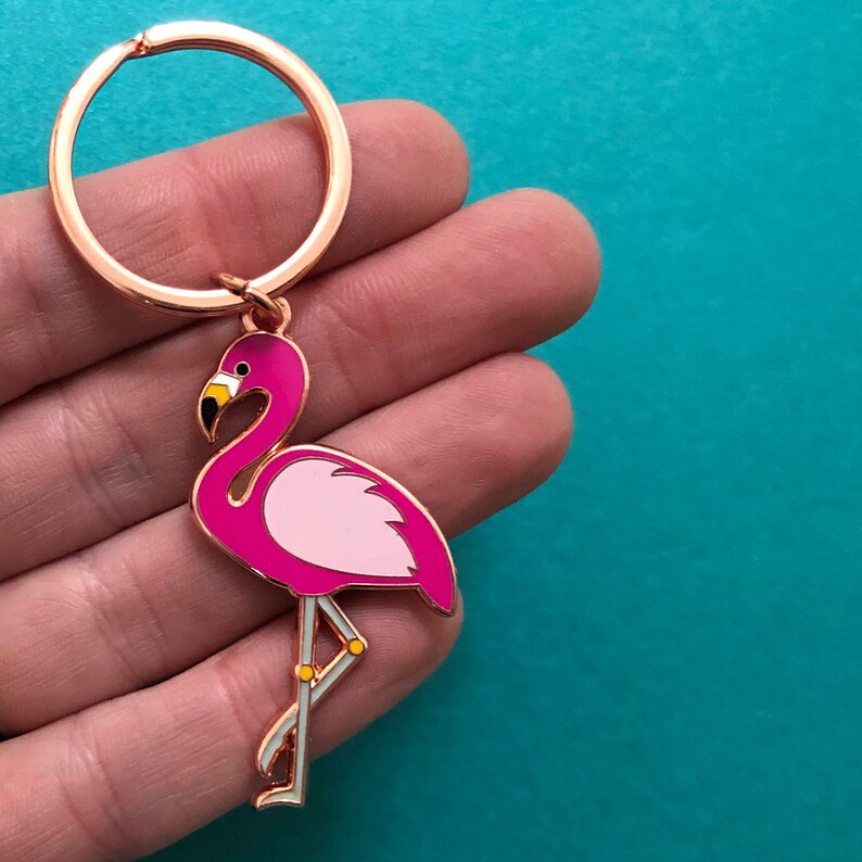 Pink Flamingo Keychain Etsy