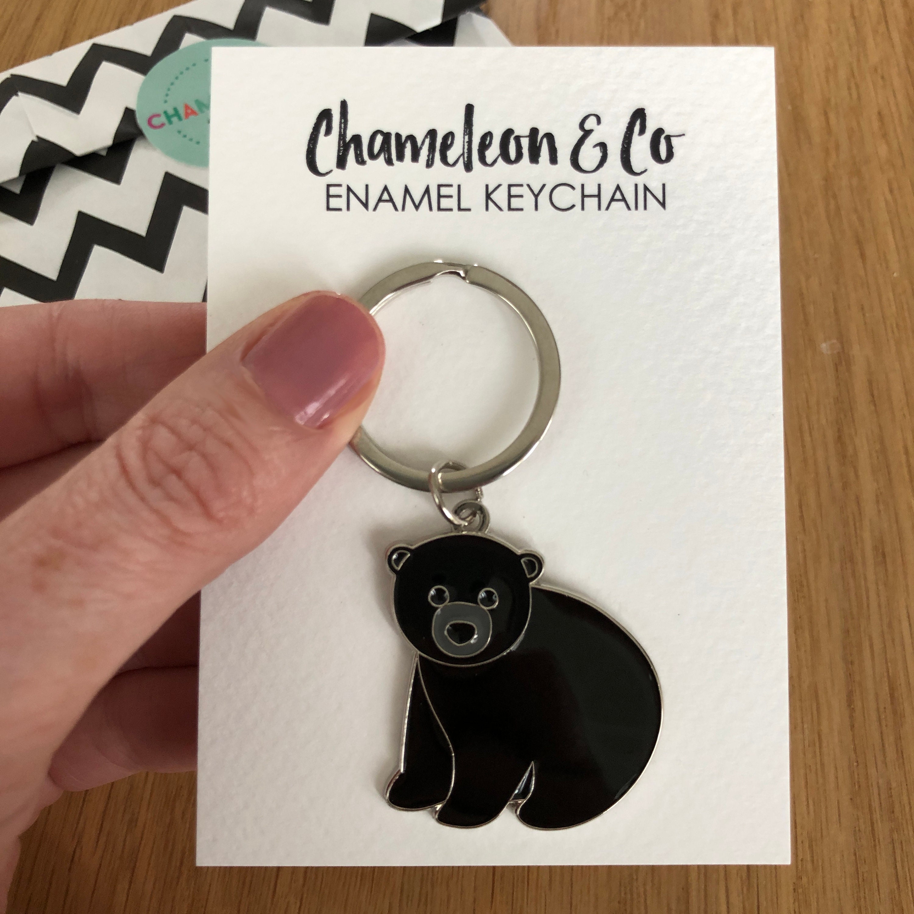 Black Bear Keychain Etsy