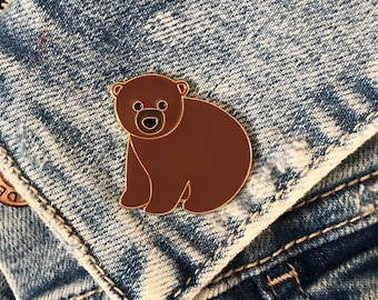 Brown Bear Enamel Pin Badge