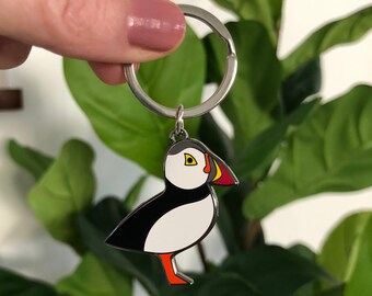 Puffin Endangered Bird KeyRing Hand Crafted Pewter Key Ring in pouch Gift Idea