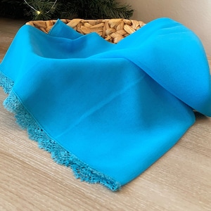 Traditional Turkish Oya Lace Scarf Yazma / Antique Crochet Needle Lace Blue Headscarf / Traditional Shawls / Mother&#39;s Day Gifts