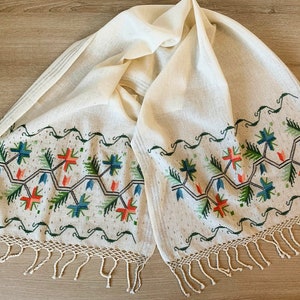 Antique Hand Embroidered Turkish Table Runner: Ottoman Metalwork Scarf