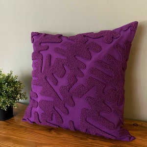 Purple Punch Pillow , Hand Tufted Punch Needle Pillow Cover / Psychedelic Purple Punch Pillow / Handmade Unique Embroidered Cushion Cover