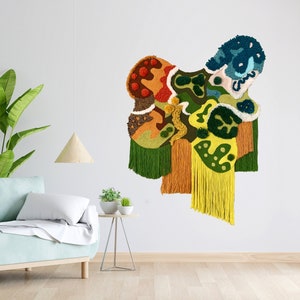 XXL Punch Needle Wall Art, Large Textile Fiber Wall Hanging, İrregular Punch Embroidered Tapestry, XXL Fiber Art, Unique Wall Decoration