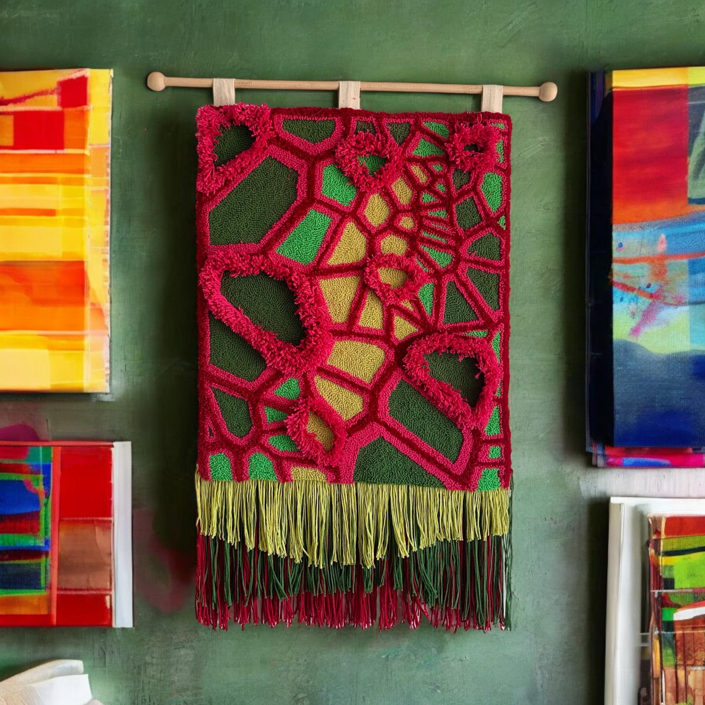 Hand Tufted Punch Needle Wall Art: Bohemian Fringed Tapestry - Etsy