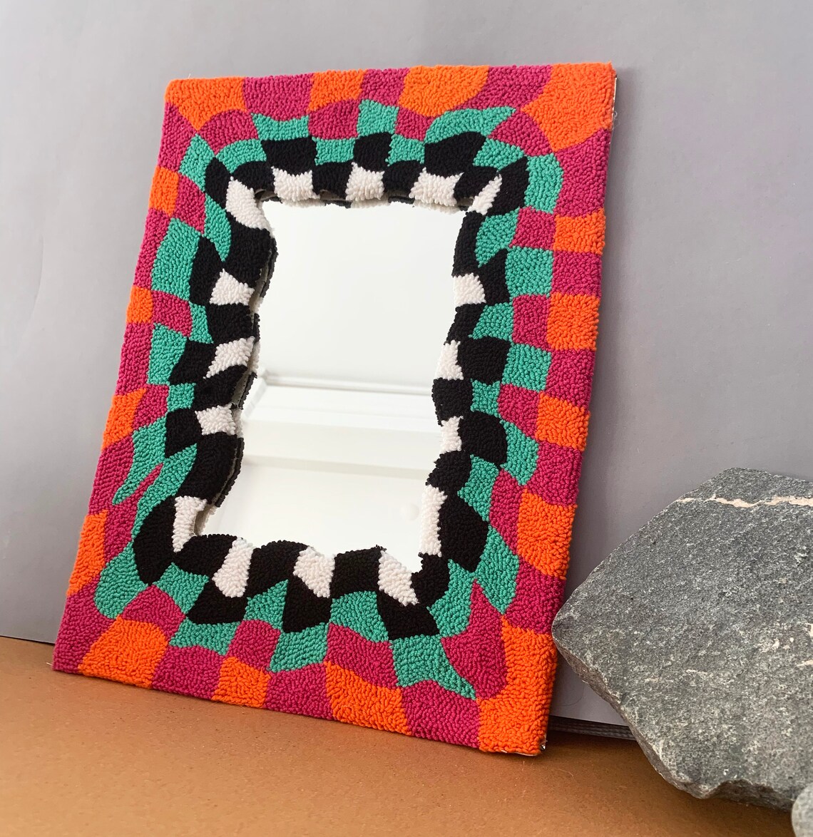 Handmade Tufted Mirror Punch Needle Mirror Multicolor Etsy