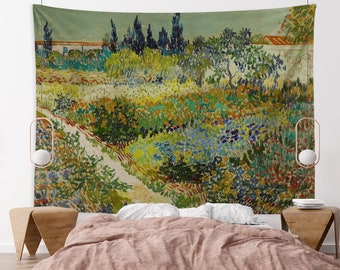 Vincent Vang Gogh Tapestry Large Wall Art Wall Hanging Garden at Arles Famous Painting Aesthetic Tapestries for Bedroom, Living Room, Dorm
