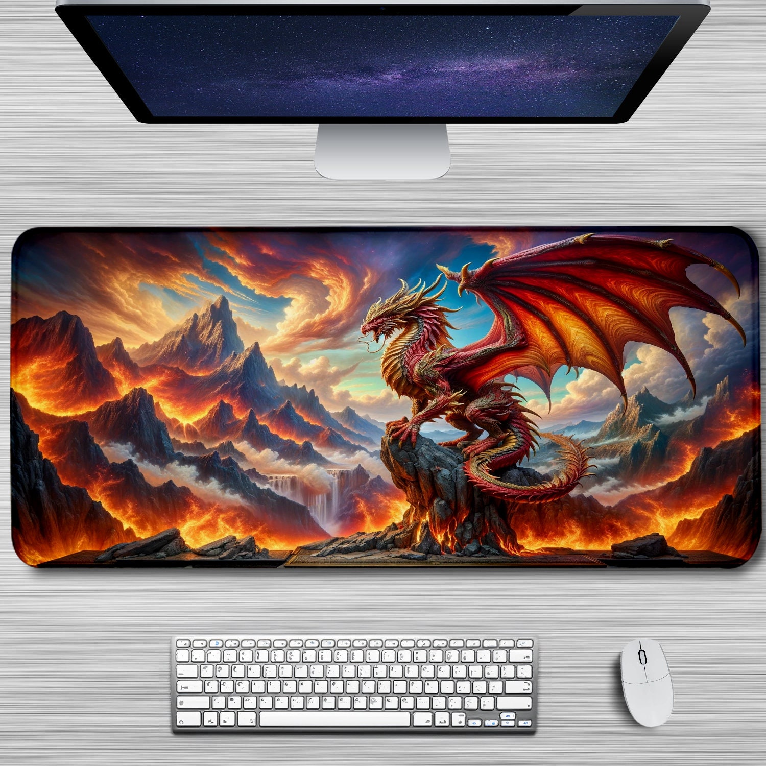 Mythical Dragon Gaming Mouse Pad Desk Pad 31.5 X 11.8...