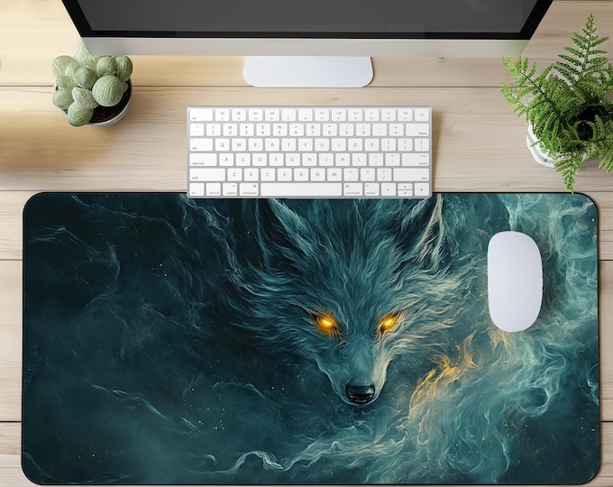 Stunning Wolf Art Desk Decor, Wolf Office Decor, Wolves Desk Mat ...