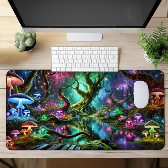 Neon Bill Cipher Desk Mat, Gravity Falls Gaming Mouse Mat, Keyboard Or Laptop Gaming Desk Pad, Anime Large Mousepad , XXL Deskpad - UK