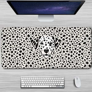 Dalmatiner Druck Schreibtischmatte - XXL Gaming Mousepad - Große Schreibtischmatte mit süßem Hunde Design für das ultimative Gaming-Setting