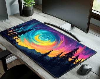 Galaxy Swirl Desk Mat, Cosmic Mouse Pad, Large Gaming Mousepad, Nebula Desk Pad, Aesthetic Office Decor, Starry Night Desk Protector, Gift