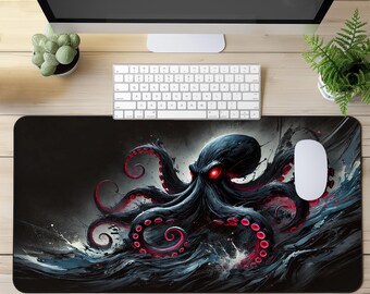 Dark Kraken Schreibtischunterlage | Große Maus Pad mit Mythical Octopus Design Rutschfester Schreibtischschutz für Gaming oder Office Einrichtung