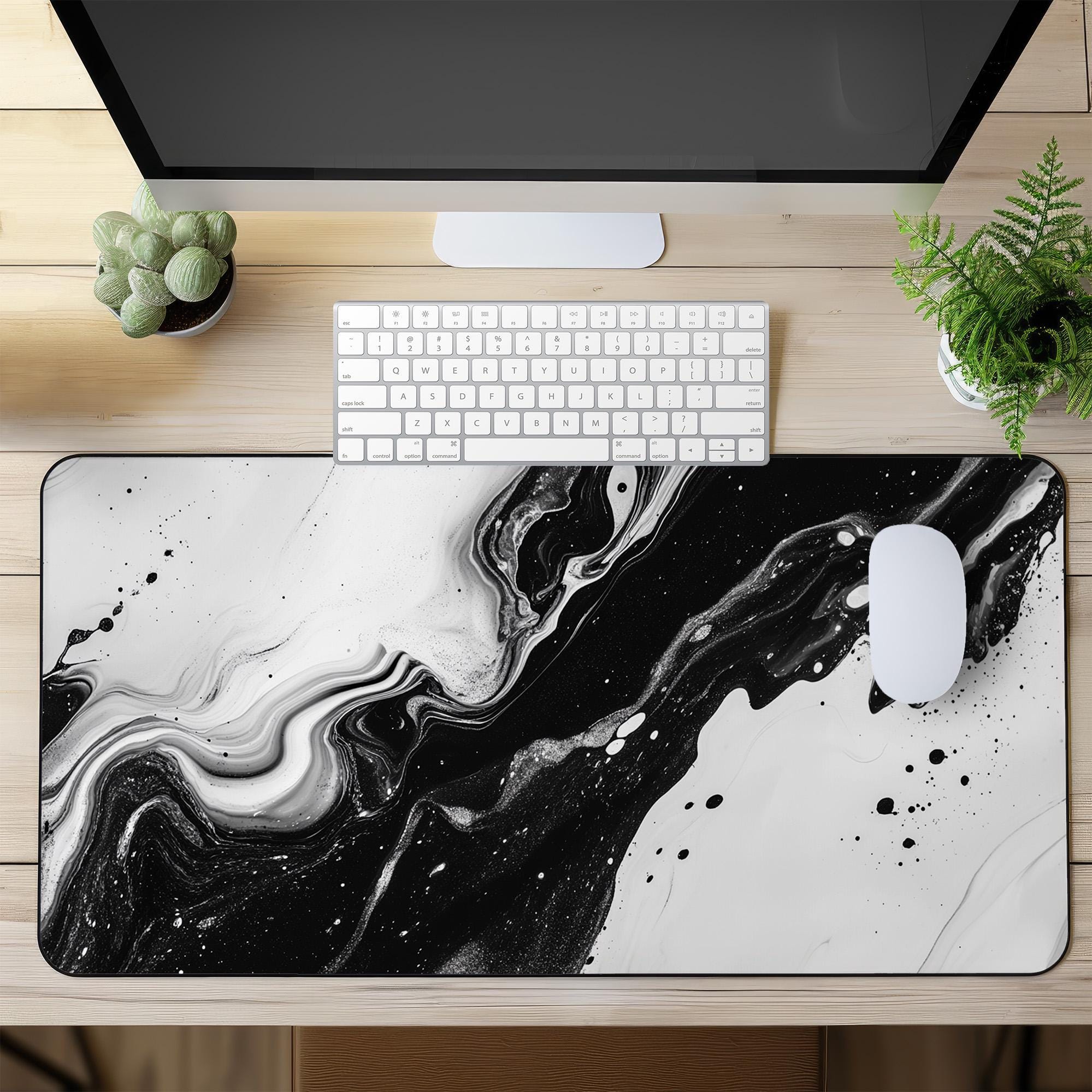 White Topographic Large Gaming Mouse Pad, XXL Mousepad, Big Mouse Mat Desk Pad Keyboard Mouse Computer Laptop Pc Office Accessories