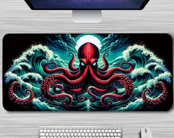 Octopus Desk Mat, Red Octopus Tentacles Mousepad - Big Gaming XXL - Large Computer Mouse Pad for Gamers Large, Extended