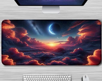 Large Gaming Mouse Pad XXL Desk Mat, Custom Extended Mousepad, Big Office Desk Mat, Galaxy Design Keyboard Mat, Non-Slip Gaming Pad