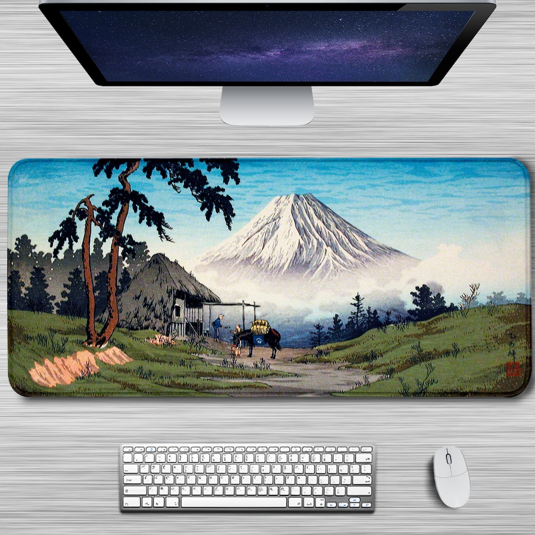 Japanese Mouse Pad Old Ukiyoe Painting Mousepad Mount Fuji Etsy