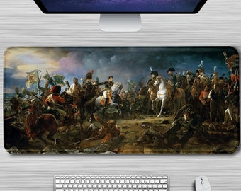 Podkładka pod mysz Battle Battle Military Art Duża, rozszerzona podkładka XL Podkładka pod mysz Battle of Austerlitz Antypoślizgowa gumowa podkładka pod mysz i klawiaturę Podkładka na biurko