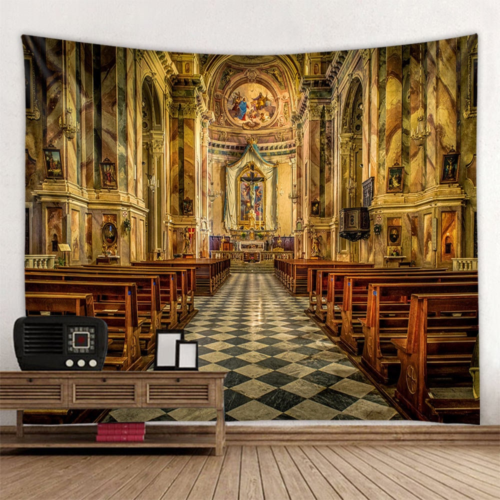 Church Tapestry Cathedral European Architecture Wall Tapestry Christian Religious Wall Art Wall Decor Hanging Tapestries Etsy