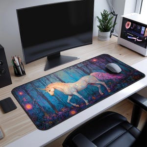 Fantasy Unicorn Big Gaming Mouse Pad XXL - Large Desk Mat with Non-Slip Base - Extended Keyboard Mousepad for Gamers & Mythical Lovers