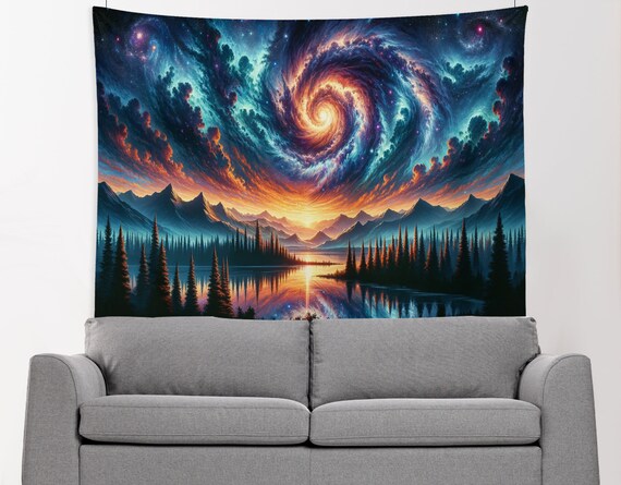 Tapisserie Murale Motif Soleil Et Lune - Tissu Polyester 91,4x122 Cm, Déco Bohème Chambre, Salon, Dortoir - 5