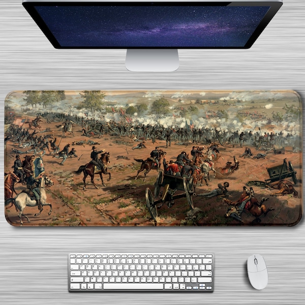 War Desk Mat Battle of Gettysburg Art Print Mousepad Military Desk Pad Gaming Large XL Extended Mouse Pad