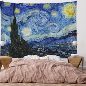 Van Gogh Starry Night Tapestry Art Wall Hanging Tapestries for Dorm