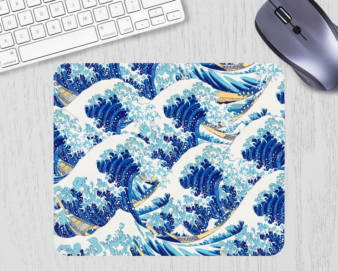 The Great Wave Mouse Pad Japanese Wave Desk Pad Hokusai Etsy