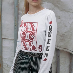 Queen of Hearts Tee, Valentines Day Tee for Women, Womens Valentines Day Shirt, Spring Tee, Long Sleeve