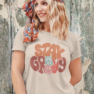Stay Groovy Shirt, Hippie Shirt, Vintage,  70s Hippie TShirt, Retro Disco Shirt, Boho Positive Vibes Tee, Women&#39;s Hippie Soul Summer Tee