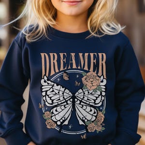 Youth Retro Butterfly Sweatshirt or Hoodie, Vintage Dreamer Inspirational Sweater, Positive Vibes Pullover, Boho Tops, Butterfly Lover Gifts