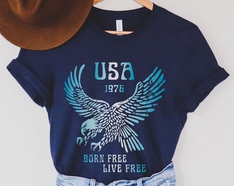 4th of July Shirts for Women, Patriotic Tee, Vintage 4th of July Tee, Vintage USA Tee, Retro 4th of July shirt for her, Memorial Day Tee