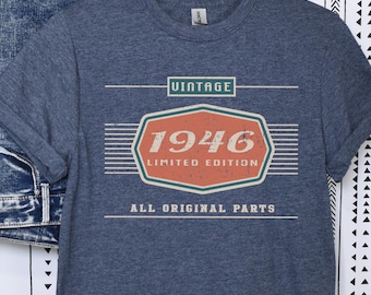 80th Birthday Gift, 1946 Birthday Unisex Shirt for Dad, Car Lover Grandpa Gifts