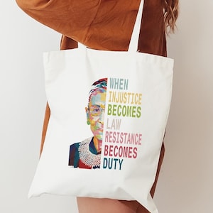 Feminist Tote Bag, Pro Choice, RBG, Reproductive Rights, Notorious RBG Gift, Cotton Canvas Tote, Women&#39;s Rights Advocate Bag, Gift for Her