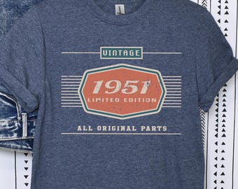 75th Birthday Gift, 1951 Birthday Unisex Shirt for Dad, Car Lover Grandpa Gifts