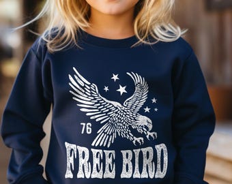 Sudadera juvenil con águila bohemia, suéter vintage americano retro con diseño de pájaro libre, regalos patrióticos para niños