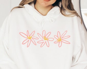Flower Sweatshirt, Wildflower Butterfly Nature Crewneck, Floral Hoodie, Boho Sweatshirt, Flowers Sweater, Gift for Mom, Girlfriend Gifts