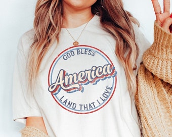 God Bless America Shirt, 4th of July Shirts for Women, Vintage 4th of July Tshirts, Women&#39;s 4th of July Tees, Vintage America Tee