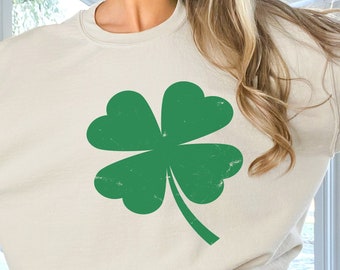 St Patricks Shamrock Sweatshirt, St Patricks Day Hoodie, Lucky Green Oversized Shamrock, St Paddys Day Unisex Crewneck Sweater