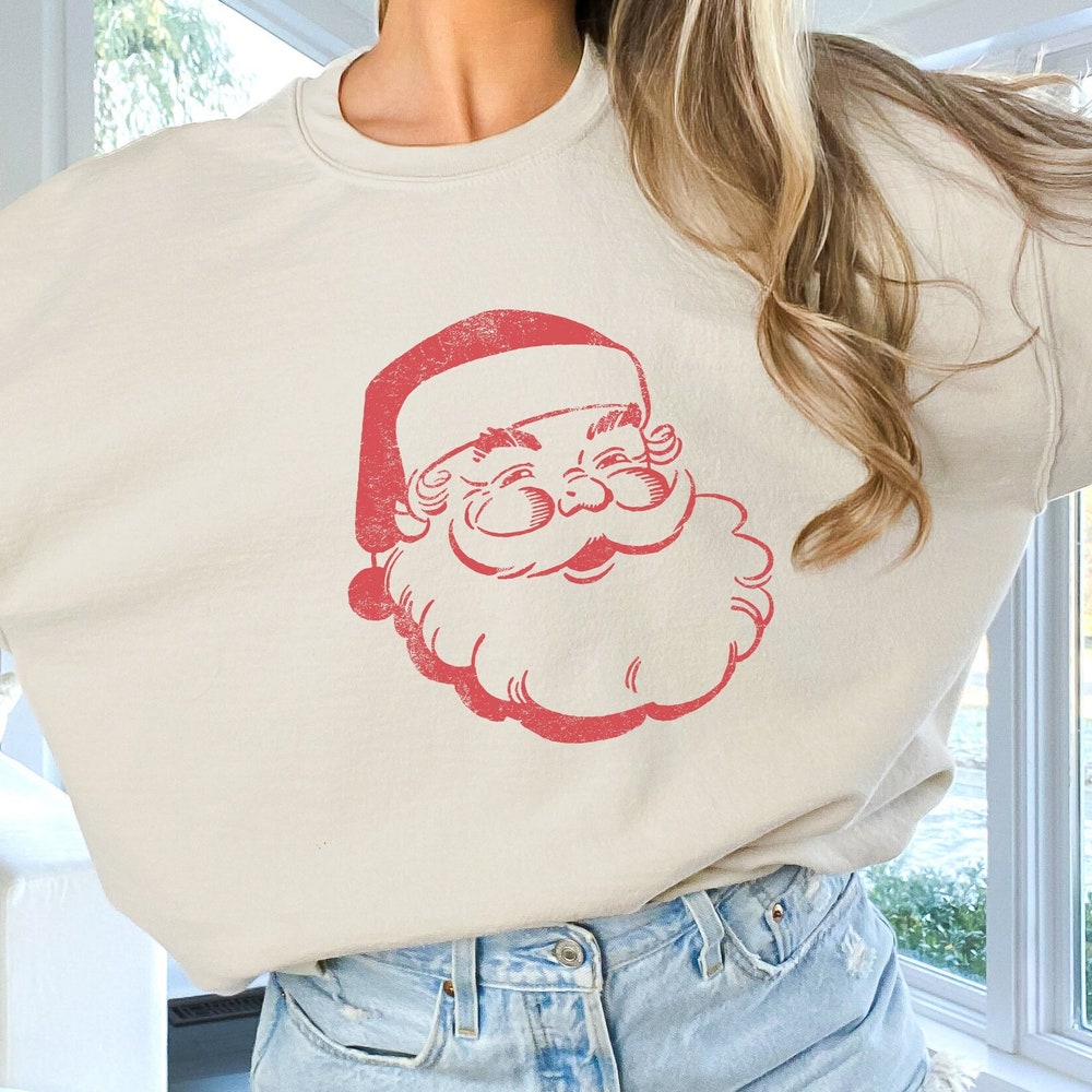 For Men For Him Retro Santa Sweatshirt, Vintage Santa Christmas Hoodie, Christmas Pjs Matching Family Holiday Clothing Womens Mens Christmas Sweatshirts Womens Christmas