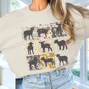 Boho Sheep Sweatshirt, Retro Sheep Hoodie, Floral Farmhouse Cottagecore Farm Life Crewneck Sweater, Sheep Lover Gift for Her