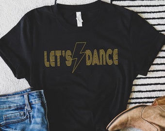 Women's Let's Dance Bolt Graphic T Shirt, Bowie Inspired Unisex Graphic Tee, 80s Rock Band T Shirt for women