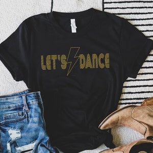 Women's Let's Dance Bolt Graphic T Shirt, Bowie Inspired Unisex Graphic Tee, 80s Rock Band T Shirt for women