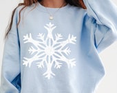 トップス SNOW FLAKE SWEAT SHIRTS Snowflake Sweatshirt, Cute Winter Hoodie for Women