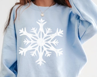 トップス SNOW FLAKE SWEAT SHIRTS Snowflake Sweatshirt, Cute Winter Hoodie for Women