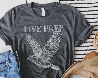 Live Free Eagle Tee, Eagle Shirt, Vintage Eagle Tee, 4th of July T Shirts for men or women, Vintage Style Fashion Tees