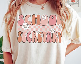 Chemise de secrétaire d'école, Comfort Colors®, t-shirt de secrétaire d'école rétro, chemises de groupe d'équipes scolaires, chemise de rentrée scolaire, cadeau de secrétaire